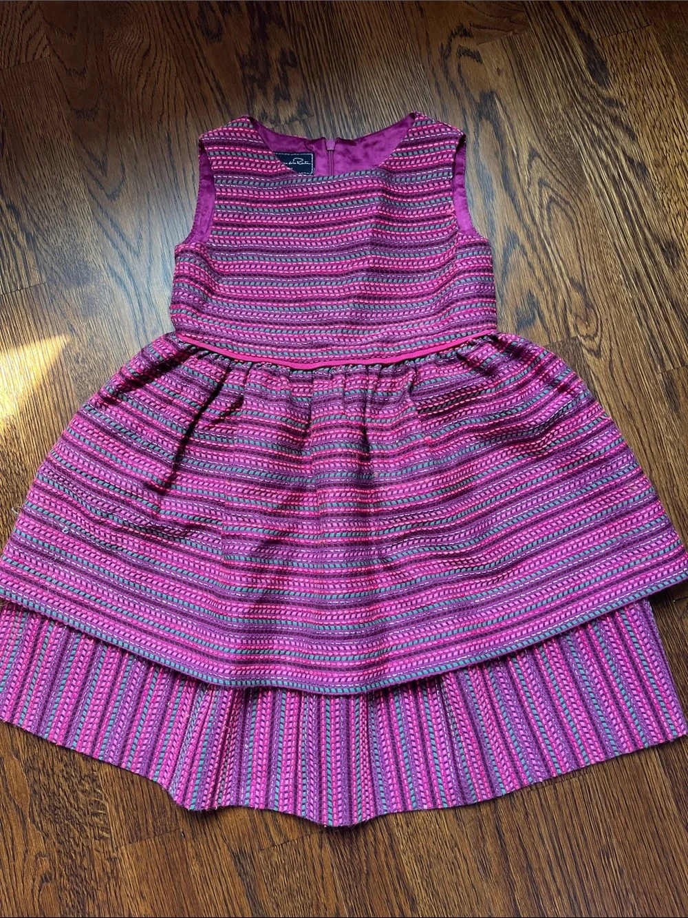 Oscar de la Renta Girls' Pink Striped Party Dress